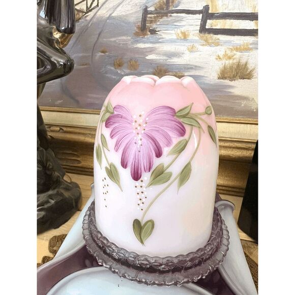 Vintage Fenton Heirloom Optics Hand-Painted 3-Piece Fairy Lamp - Picture 3 of 7